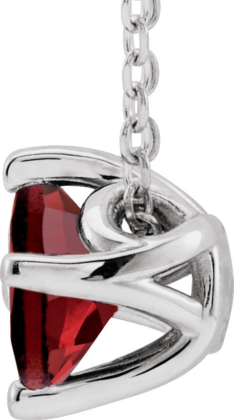 14K Gold Square Natural Mozambique Garnet Solitaire Necklace or Slide Pendant - White Gold - view 4