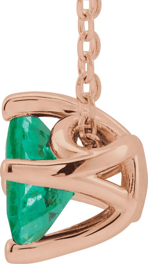 14K Gold Square Lab-Grown Emerald Solitaire Necklace or Slide Pendant - Rose Gold - view 4