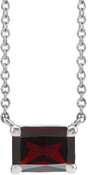 Platinum Natural Mozambique Garnet Emerald Claw-Prong Solitaire Necklace