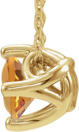 14K Gold Square Natural Citrine Solitaire Necklace or Slide Pendant - Yellow Gold - view 4