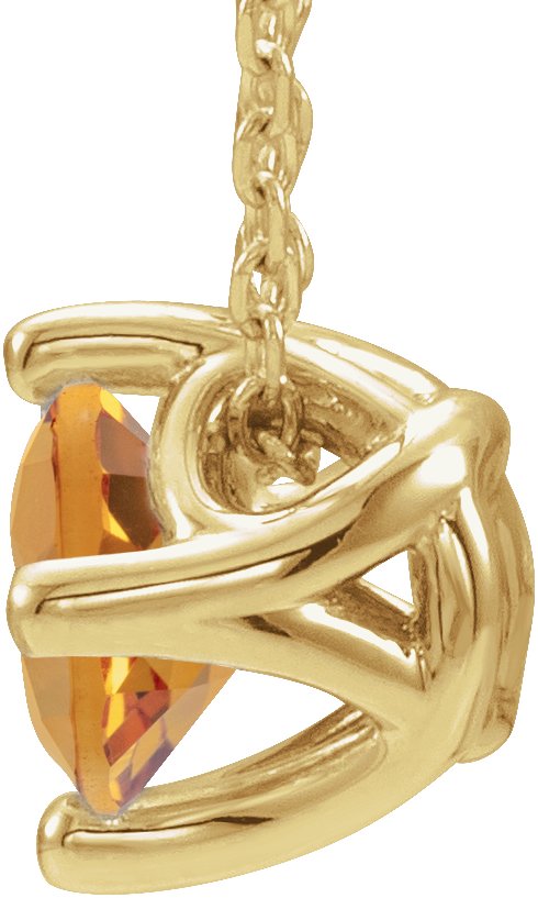 14K Gold Square Natural Citrine Solitaire Necklace or Slide Pendant - Yellow Gold - view 4