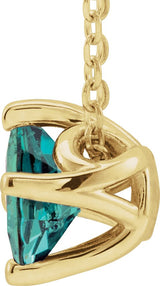 14K Gold Square Lab-Grown Alexandrite Solitaire Necklace or Slide Pendant - Yellow Gold - view 4