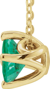 14K Gold Square Lab-Grown Emerald Solitaire Necklace or Slide Pendant - Yellow Gold - view 4