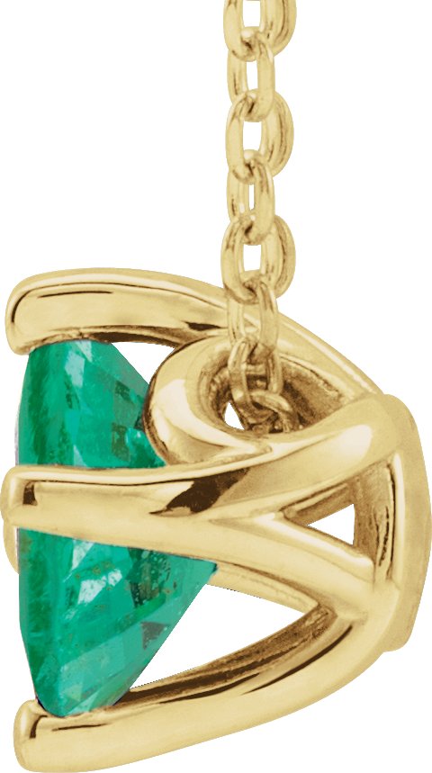 14K Gold Square Lab-Grown Emerald Solitaire Necklace or Slide Pendant - Yellow Gold - view 4