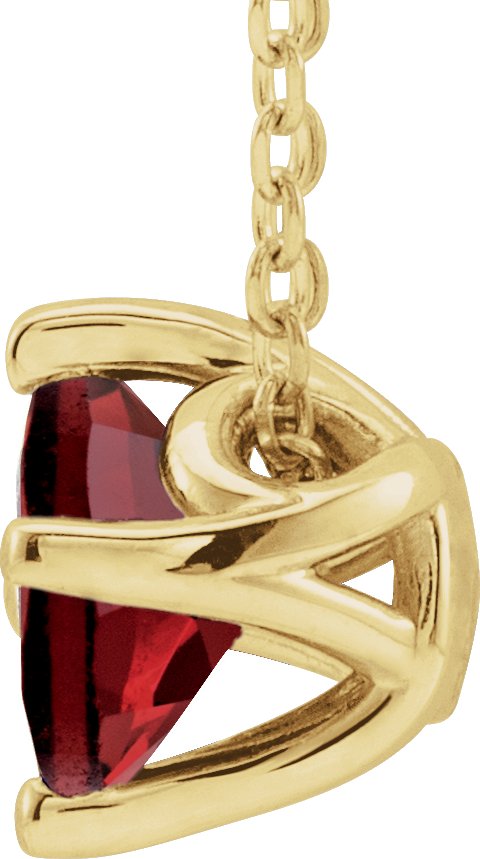 14K Gold Square Natural Mozambique Garnet Solitaire Necklace or Slide Pendant - Yellow Gold - view 4
