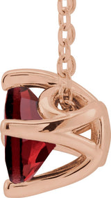 14K Gold Square Natural Mozambique Garnet Solitaire Necklace or Slide Pendant - Rose Gold - view 4