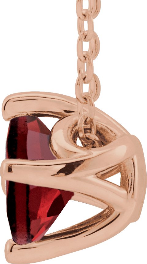 14K Gold Square Natural Mozambique Garnet Solitaire Necklace or Slide Pendant - Rose Gold - view 4