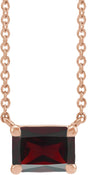 14K Gold Natural Mozambique Garnet Emerald Claw-Prong Solitaire Necklace - Rose Gold