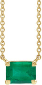 14K Gold Lab-Grown Emerald Emerald Claw-Prong Solitaire Necklace - Yellow Gold