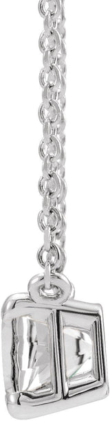 14K Gold Natural White Sapphire Emerald Claw-Prong Solitaire Necklace - White Gold - view 2