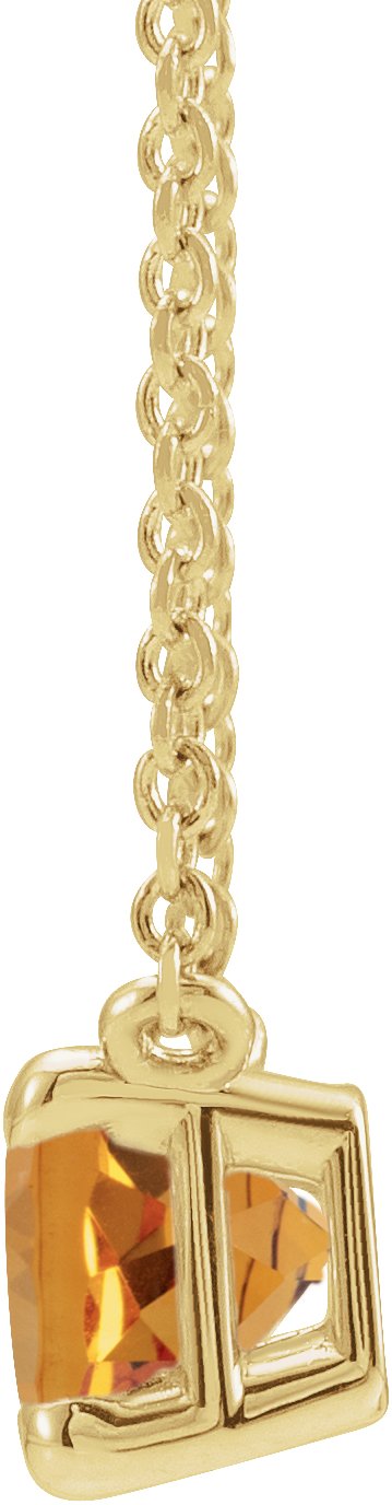 14K Gold Natural Citrine Emerald Claw-Prong Solitaire Necklace - Yellow Gold - view 2