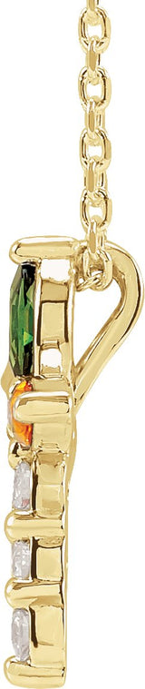 14K Gold Marquise Natural Diamond Cross Necklace or Pendant – 1/10 CTW - Yellow Gold - view 2