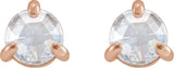 14K Gold Natural Diamond Round 3-Prong Claw Rose-Cut Stud Earrings - Rose Gold - view 4