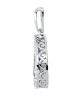 14K Gold Pear Natural London Blue Topaz & Natural Diamond Halo-Style Pendant - view 2