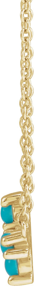 14K Gold Round Natural Turquoise Sideways Cross Necklace - Yellow Gold - view 4
