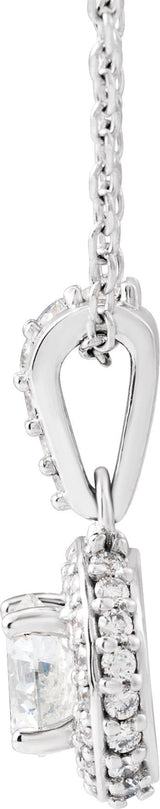 14K Gold Round Natural Diamond Halo-Style Necklace – up to 1 1/4 CTW - view 4
