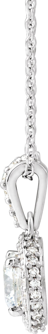14K Gold Round Natural Diamond Halo-Style Necklace – up to 1 1/4 CTW - view 4