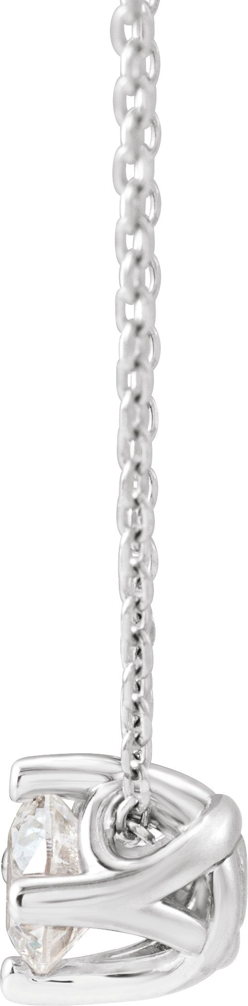 14K Gold Round Natural Diamond Solitaire Necklace or Slide Pendant - White Gold - view 4