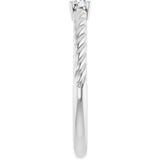 Platinum Round Natural White Sapphire Rope Solitaire Ring - view 8