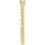 14K Gold Round Natural White Sapphire Rope Solitaire Ring - Yellow Gold - view 9