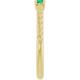 14K Gold Round Natural Emerald Rope Solitaire Ring - Yellow Gold - view 9