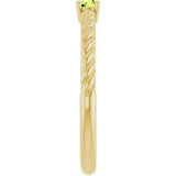 14K Gold Round Natural Peridot Rope Solitaire Ring - Yellow Gold - view 9