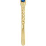 14K Gold Round Natural Blue Sapphire Rope Solitaire Ring - Yellow Gold - view 9