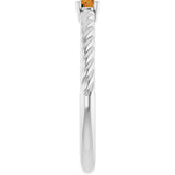 Platinum Round Natural Citrine Rope Solitaire Ring - view 9