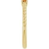 14K Gold Round Natural Citrine Rope Solitaire Ring - Yellow Gold - view 9