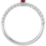 Platinum Round Natural Ruby Rope Solitaire Ring - view 7