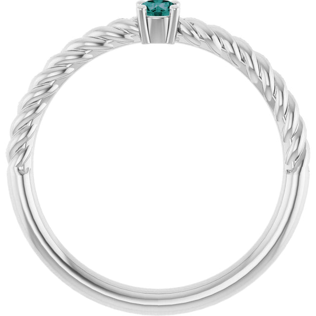 Platinum Round Lab-Grown Alexandrite Rope Solitaire Ring - view 7