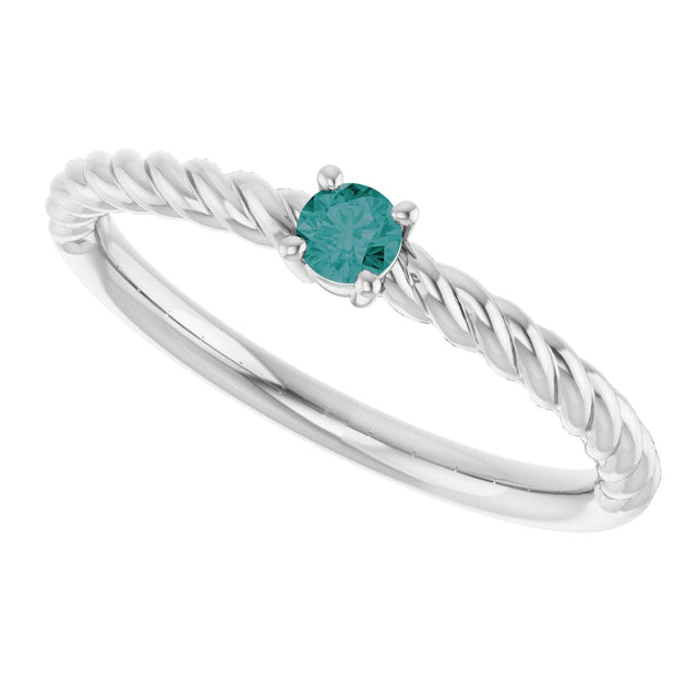 14K Gold Round Lab-Grown Alexandrite Rope Solitaire Ring - White Gold - view 10