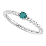 Platinum Round Lab-Grown Alexandrite Rope Solitaire Ring - view 10