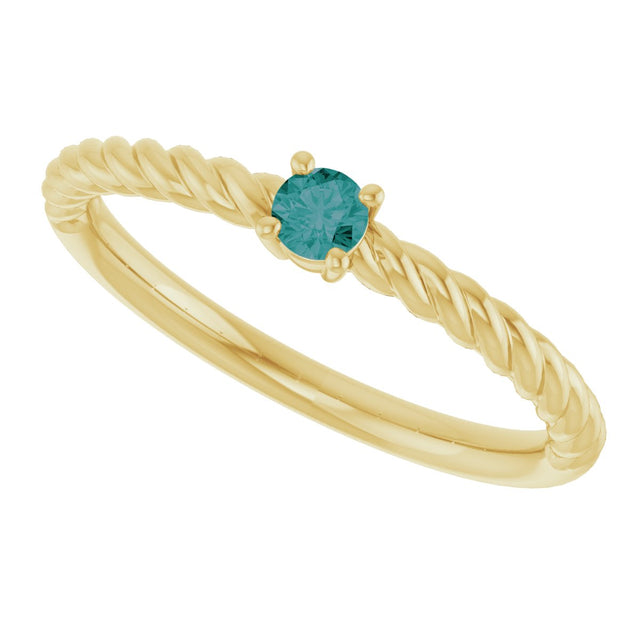 14K Gold Round Lab-Grown Alexandrite Rope Solitaire Ring - Yellow Gold - view 10