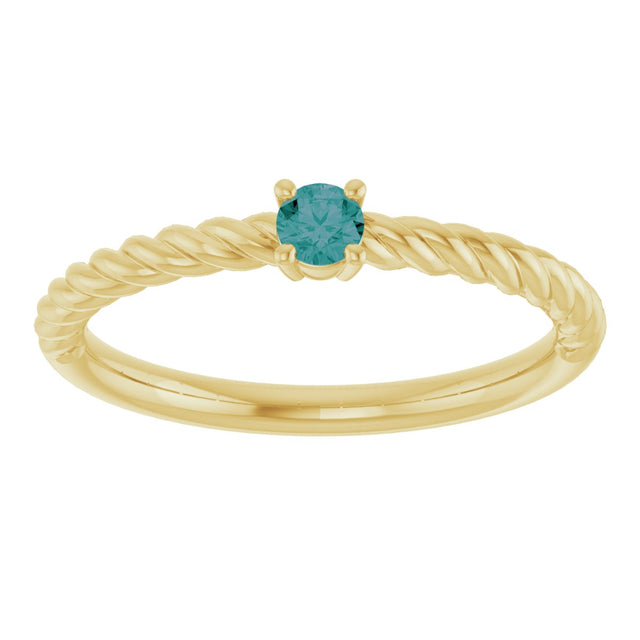 14K Gold Round Lab-Grown Alexandrite Rope Solitaire Ring - Yellow Gold - view 8