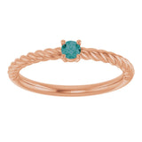 14K Gold Round Lab-Grown Alexandrite Rope Solitaire Ring - Rose Gold - view 8