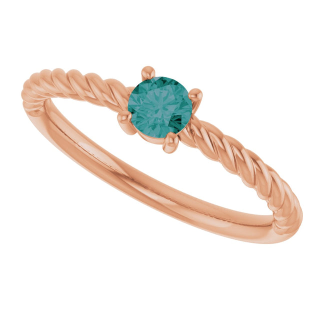 14K Gold Round Lab-Grown Alexandrite Rope Solitaire Ring - Rose Gold - view 10