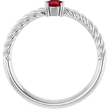 14K Gold Round Lab-Grown Ruby Rope Solitaire Ring - White Gold - view 7