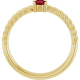 14K Gold Round Lab-Grown Ruby Rope Solitaire Ring - Yellow Gold - view 7
