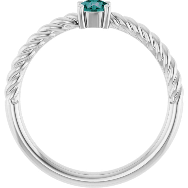 Platinum Round Lab-Grown Alexandrite Rope Solitaire Ring - view 7
