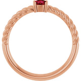 14K Gold Round Lab-Grown Ruby Rope Solitaire Ring - Rose Gold - view 7