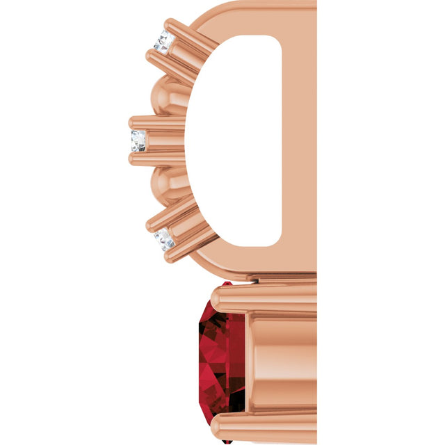 14K Gold Round Mozambique Garnet Accented Pendant - Rose Gold - view 6