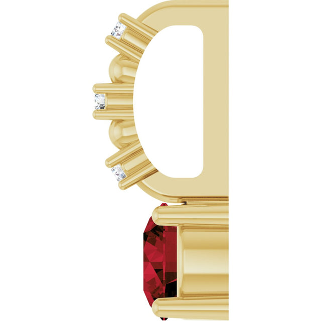 14K Gold Round Mozambique Garnet Accented Pendant - Yellow Gold - view 6