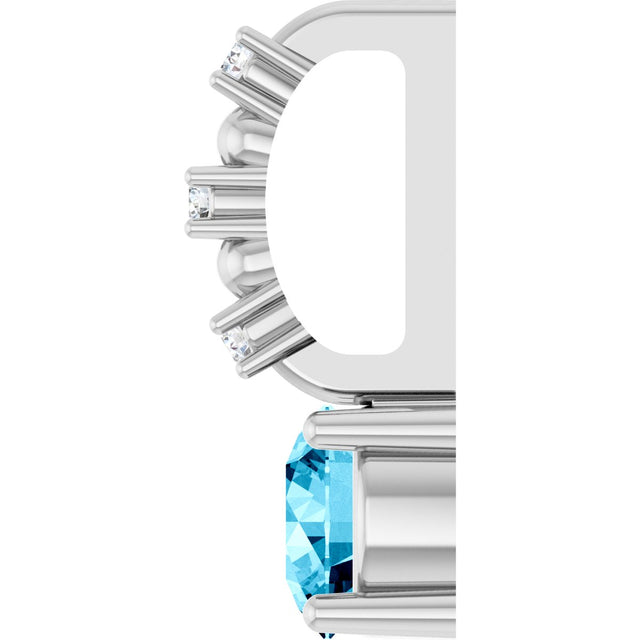 Platinum Round Aquamarine Accented Pendant - view 6