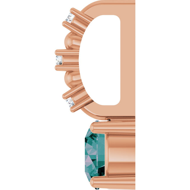 14K Gold Round Alexandrite Accented Pendant - Rose Gold - view 6
