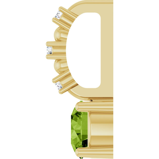 14K Gold Round Peridot Accented Pendant - Yellow Gold - view 6