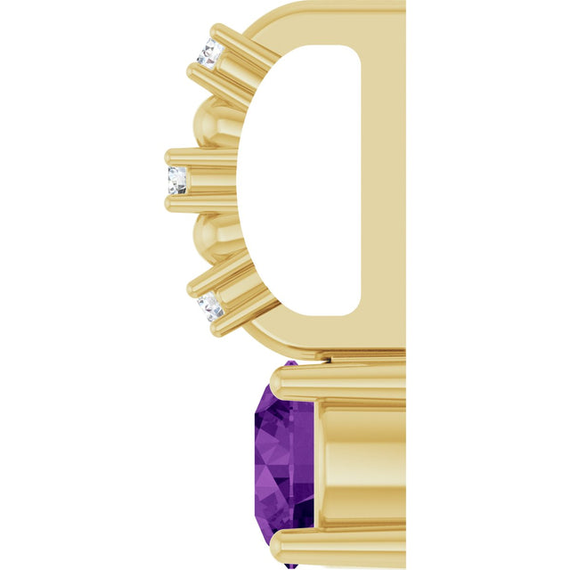 14K Gold Round Amethyst Accented Pendant - Yellow Gold - view 6