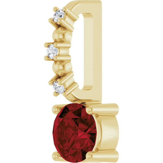 14K Gold Round Mozambique Garnet Accented Pendant - Yellow Gold - view 5