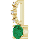 14K Gold Round Lab-Grown Emerald Accented Pendant - Yellow Gold - view 5