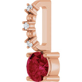14K Gold Round Lab-Grown Ruby Accented Pendant - Rose Gold - view 5